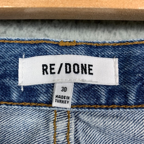 Re/Done 70s Stove Pipe Jeans Women's 30 Blue High Rise Crop Straight Leg Raw Hem - Picture 3 of 13